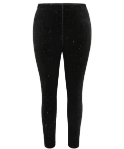 Velvet Rhinestone High Rise Skinny Leggings -Clothing Shop 229683684 jk