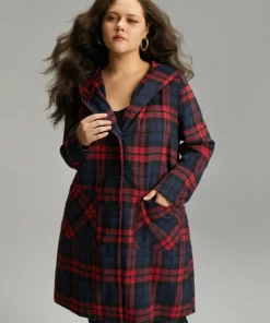 Plaid Button Through Pocket Hooded Coat -Clothing Shop 230998554 ij