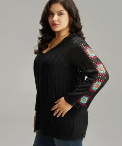 Plain Hollow Out Patchwork Cardigan -Clothing Shop 23185707 wo 9e3fc93b bc95 4d9d 9265 4d743ba537eb