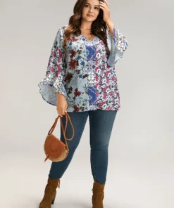 Bandana Print Patchwork Bell Sleeve Blouse -Clothing Shop 233081261 dq a7ffee92 b231 450f 8398 69119439b108