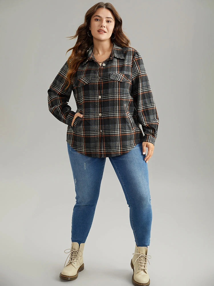 Plaid Button Fly Flap Pocket Shacket 6 Plaid Button Fly Flap Pocket Shacket - Image 4