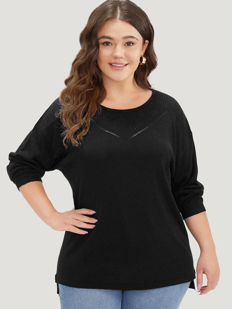 Supersoft Essentials Solid Split Side Patchwork Pullover 12 Supersoft Essentials Solid Split Side Patchwork Pullover - Image 10