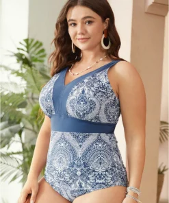 Bandana Print Sculpt Waist Contrast Trim One Piece Swimsuit 13 Bandana Print Sculpt Waist Contrast Trim One Piece Swimsuit -Clothing Shop 234737156 wj