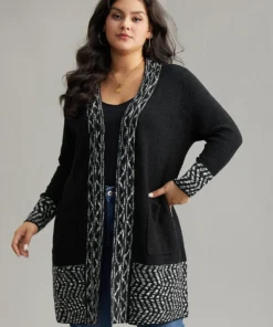 Bandana Trim Patched Pocket Cardigan