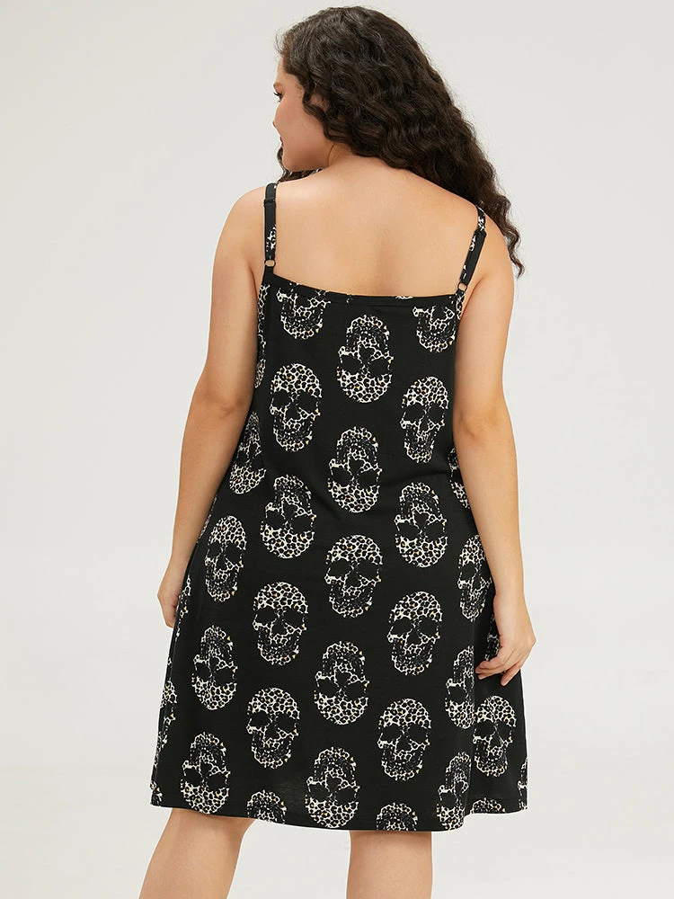 Halloween Skull Print Pocket Cami Sleep Dress 6 Halloween Skull Print Pocket Cami Sleep Dress - Image 4