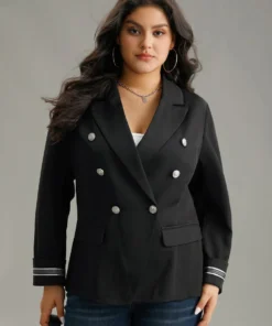 Suit Collar Metal Detail Patchwork Blazer