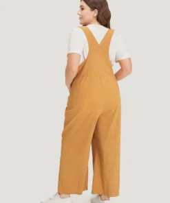 Solid Patched Pocket Overall Cami Jumpsuit -Clothing Shop 235861085 bw