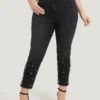 Beaded Detail Pocket Very Stretchy Black Wash Jeans -Clothing Shop 236112750 hd