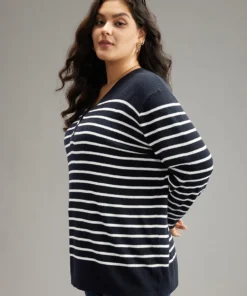 Supersoft Essentials Striped Button Through Pullover -Clothing Shop 236132888 ls