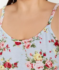 Floral Print Crew Neck Sleep Cami Top -Clothing Shop 236250249 jq