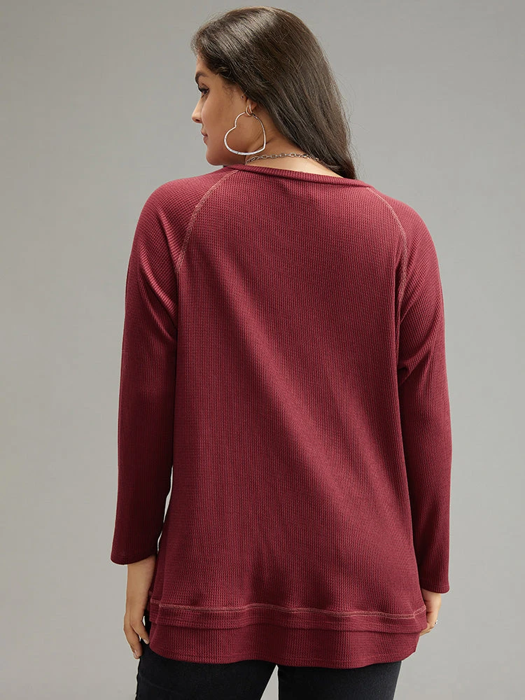 Plain Textured Stitch Raglan Sleeve Sweatshirt 4 Plain Textured Stitch Raglan Sleeve Sweatshirt - Image 2