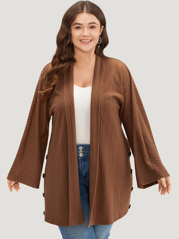 Halloween Texture Button Detail Open Front Kimono 5 Halloween Texture Button Detail Open Front Kimono - Image 3