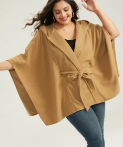 Solid Hooded Belted Batwing Sleeve Jacket 18 Solid Hooded Belted Batwing Sleeve Jacket -Clothing Shop 237477523 yv 322f5aa9 d022 463d 9284 f1d9c6dd1c50
