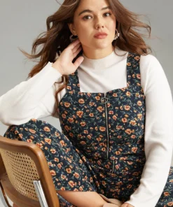 Ditsy Floral O Ring Zipper Corduroy Jumpsuit -Clothing Shop 237597161 ri f051fc1f e2e8 49a6 b626 391a13631f30