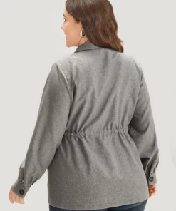 Anti-Wrinkle Plain Pocket Drawstring Button Up Suit Collar Coat -Clothing Shop 237743782 gm 2910a541 f950 492a 8f24 d9a16a079b7e