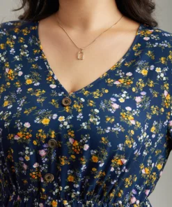 Ditsy Floral Button Detail Ruffles Pocket Dress -Clothing Shop 237946538 nq 362ae975 8748 4f72 80e4 614a3ddd561e