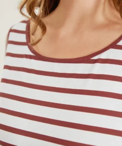 Striped Print Pocket Arc Hem Sleep Tank Dress -Clothing Shop 239228404 aa