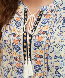 Bandana Tassels Ties Neck Pocket Ruffle Hem Dress -Clothing Shop 239721503 di