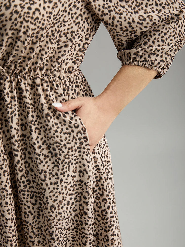 Leopard Print Elastic Waist Wrap Dress 8 Leopard Print Elastic Waist Wrap Dress - Image 6