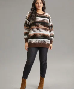 Supersoft Essentials Colorblock Geo Elastic Cuffs Pullover -Clothing Shop 241016809 rt