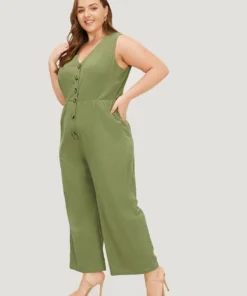 Plain Pocket Button Through Tank Jumpsuit 15 Plain Pocket Button Through Tank Jumpsuit -Clothing Shop 24108763 oa
