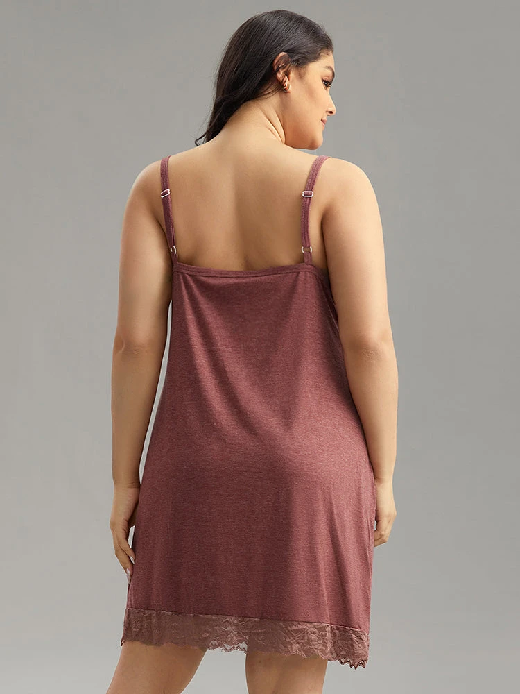 Solid Guipure Lace Pocket Cami Sleep Dress 4 Solid Guipure Lace Pocket Cami Sleep Dress - Image 2