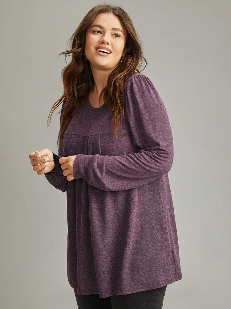 Plain Heather Plicated Detail T-shirt 12 Plain Heather Plicated Detail T-shirt - Image 10