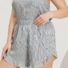 Striped Wrap Ruffle Trim Sleep Shorts