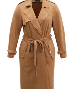 Solid Button Detail Knot Belted Coat -Clothing Shop 243584751 pu 7d0abf50 1711 4448 b06c 2e039236186b