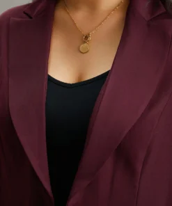 Lapel Collar Plain Twill Button Up Blazer -Clothing Shop 244064196 uy 40c23714 09d7 481b bed2 f0cb50748c4e