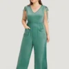 Plain Patched Pocket Zipper Drawstring Shoulder Jumpsuit -Clothing Shop 244125568 th