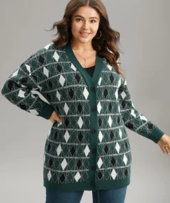Supersoft Essentials Christmas Contrast Geometric Cardigan
