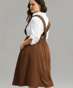 Elastic Waist Button Detail Frill Trim Overall Skirt -Clothing Shop 245456310 gt 4fc6ef52 2177 4667 8ffc 289c297d471c