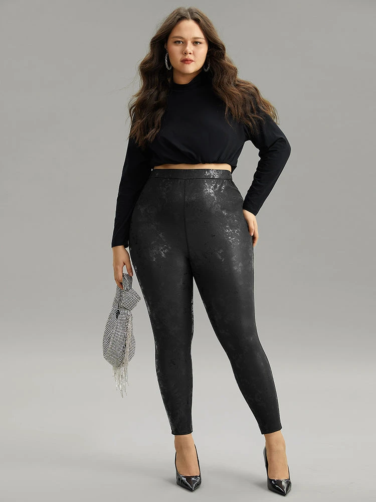 Vintage PU Leather Glitter Skinny Leggings 6 Vintage PU Leather Glitter Skinny Leggings - Image 4