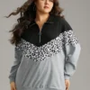 Leopard Contrast Patchwork Half Zip Sweatshirt 1 Leopard Contrast Patchwork Half Zip Sweatshirt -Clothing Shop 246200429 iv