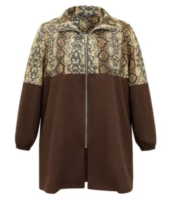 Snakeskin Print Patchwork Contrast Zipper Windbreaker -Clothing Shop 24685249 qz 5cff7b2e a36d 492c bd9f 0c225c899597