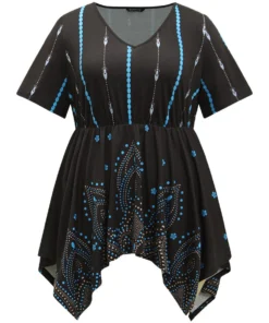 Boho Print Ruffles Hanky Hem T-shirt -Clothing Shop 247338141 hq