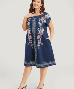 Bandana Pocket Round Neck Batwing Sleeve Dress -Clothing Shop 247966750 rb 3d1567ac 7435 4c11 9887 a75cc4f168ef