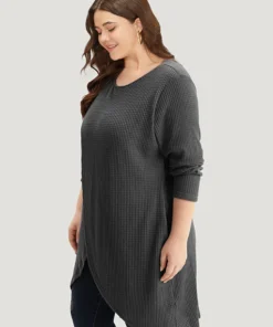 Waffle Knit Pocket Crew Neck Wrap T-shirt 15 Waffle Knit Pocket Crew Neck Wrap T-shirt -Clothing Shop 24796904 pd