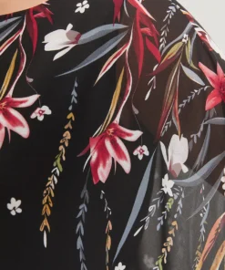 Floral Print Crochet Mesh Asymmetrical Batwing Sleeve Blouse 28 Floral Print Crochet Mesh Asymmetrical Batwing Sleeve Blouse -Clothing Shop 248438124 ud