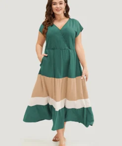 Colorblock Contrast Pocket Wrap Flutter Tiered Tank Dress -Clothing Shop 249271443 gn 0848e83c 2f2f 4148 a0d2 742349b711b3