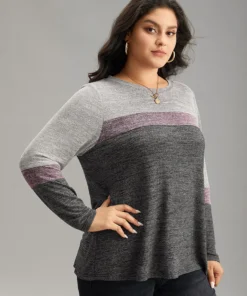 Heather Colorblock Contrast Crew Neck T-shirt 26 Heather Colorblock Contrast Crew Neck T-shirt -Clothing Shop 250009348 to