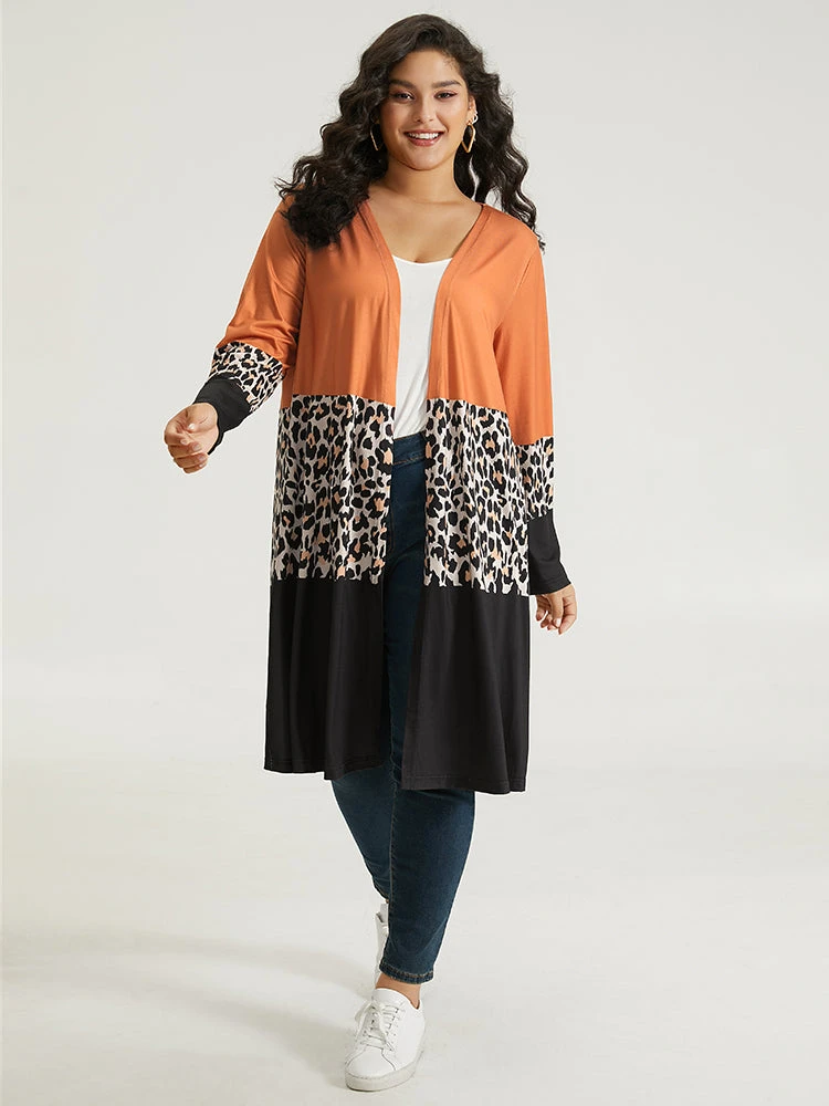 Halloween Leopard Print Contrast Open Front Coat 3 Halloween Leopard Print Contrast Open Front Coat