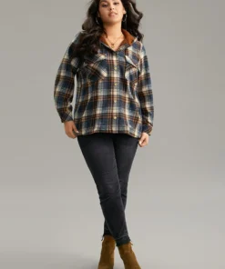 Plaid Patchwork Pocket Button Through Hooded Coat -Clothing Shop 250255223 xu 5356905c d1b9 4fd4 b852 a642e3362c2c