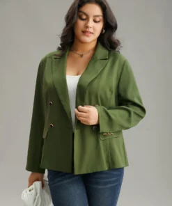 Solid Suit Collar Button Detail Blazer -Clothing Shop 25116334 uq
