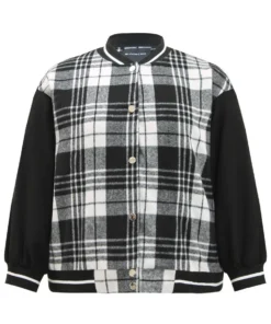 Plaid Button Through Pocket Baseball Collar Bomber Jacket 19 Plaid Button Through Pocket Baseball Collar Bomber Jacket -Clothing Shop 252804769 jg