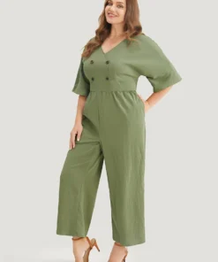 Solid Wrap Button Detail Batwing Sleeve Zip Back Jumpsuit 8 Solid Wrap Button Detail Batwing Sleeve Zip Back Jumpsuit -Clothing Shop 253067974 et c9521ef7 b4f1 4163 89e0 4a9a54ec64df