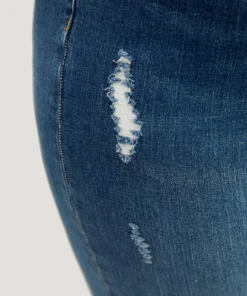 Very Stretchy High Rise Medium Wash Ripped Jeans -Clothing Shop 253435338 hb