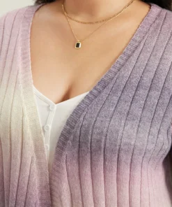 Ombre Patched Pocket Tunic Cardigan -Clothing Shop 254450030 as