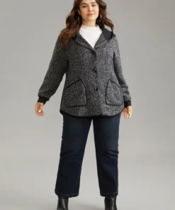 Tweed Pocket Button Through Hooded Coat -Clothing Shop 254594170 zu 996e64c0 76d8 4a50 b55a 8410eb0358ca